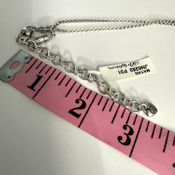 NWT Brighton Mayan Silver Tone Long Necklace With Decorative Beads Adjustable - Picture 9 of 12